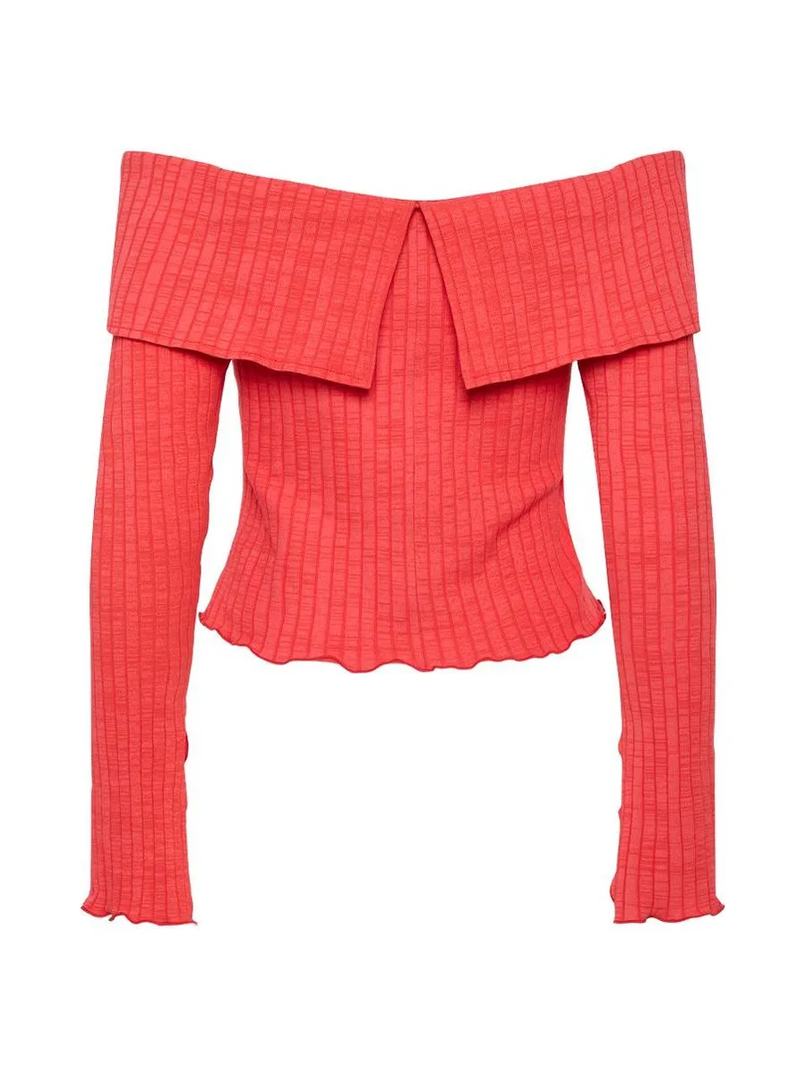 T-Shirt Rouge Femme Pieces Jazmine 3