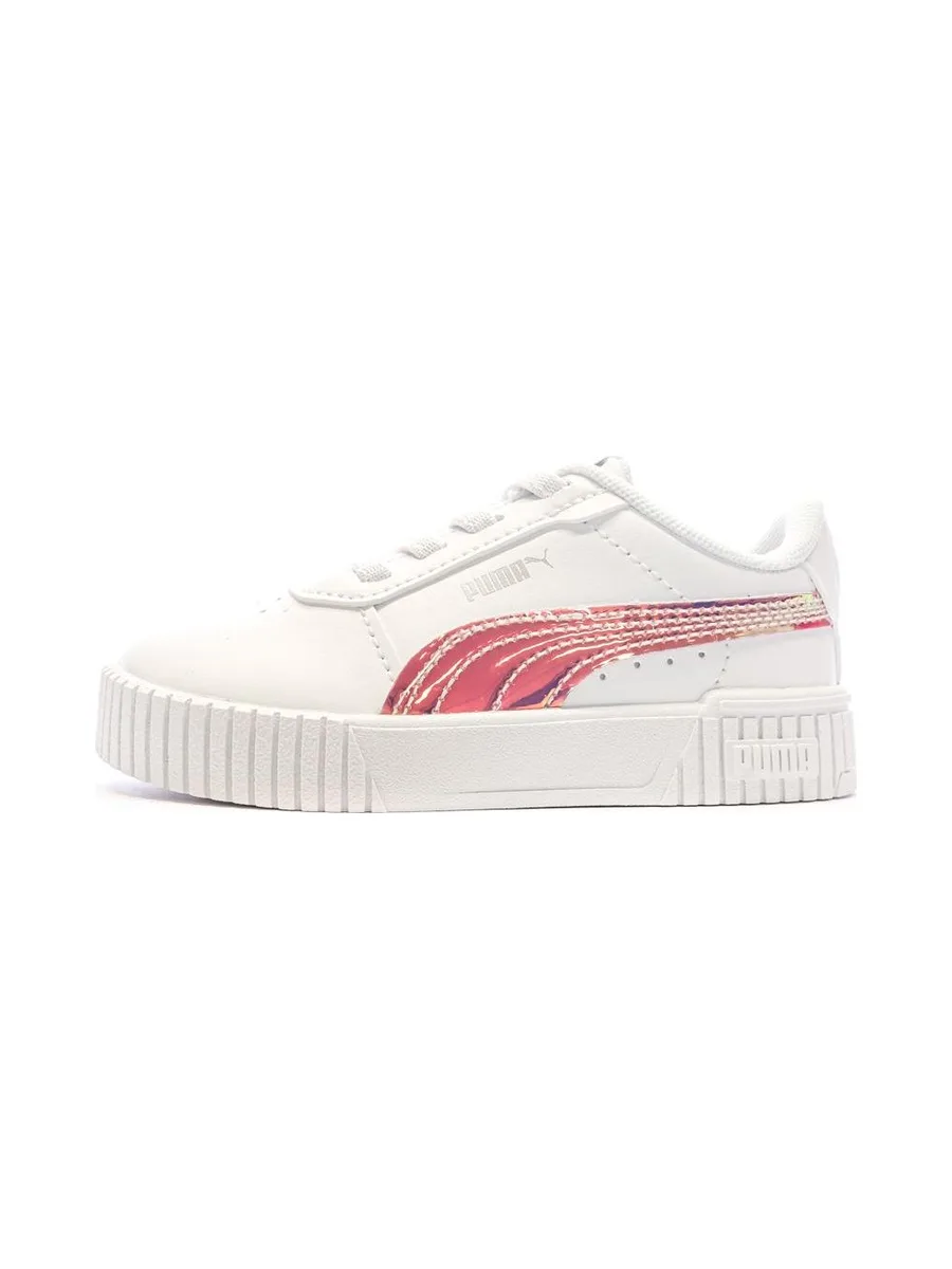 Baskets Blanches/Roses Fille Puma Carina 2.0 2