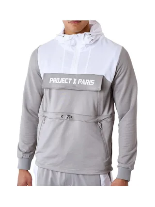 Sweat à Capuche Blanc/Gris Homme Project X Paris Bicolore 1