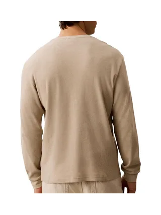 Sweat Beige Homme Calvin Klein Jeans Waffle Badgeses 2