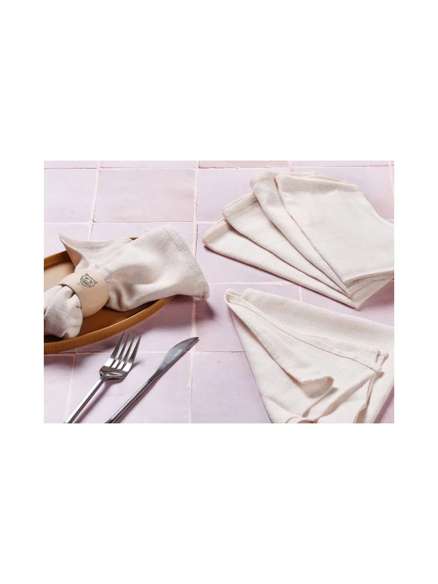 Serviette de table - 6 pièces - Lin et coton blanc crème 82