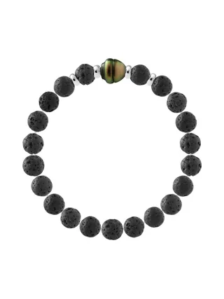 Bracelet Véritable Perle de Tahiti Cerclée 9-10 mm — Argent 925 Millièmes — 19 cm — Homme 1