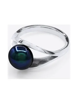 Bague Jonc Véritable Perle d'Eau Douce 8-9 mm — Argent 925 Millièmes Rhodié 1