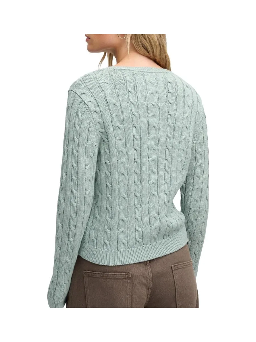 Pull Vert d'Eau Femme Superdry Essentials Cable Jumper 3