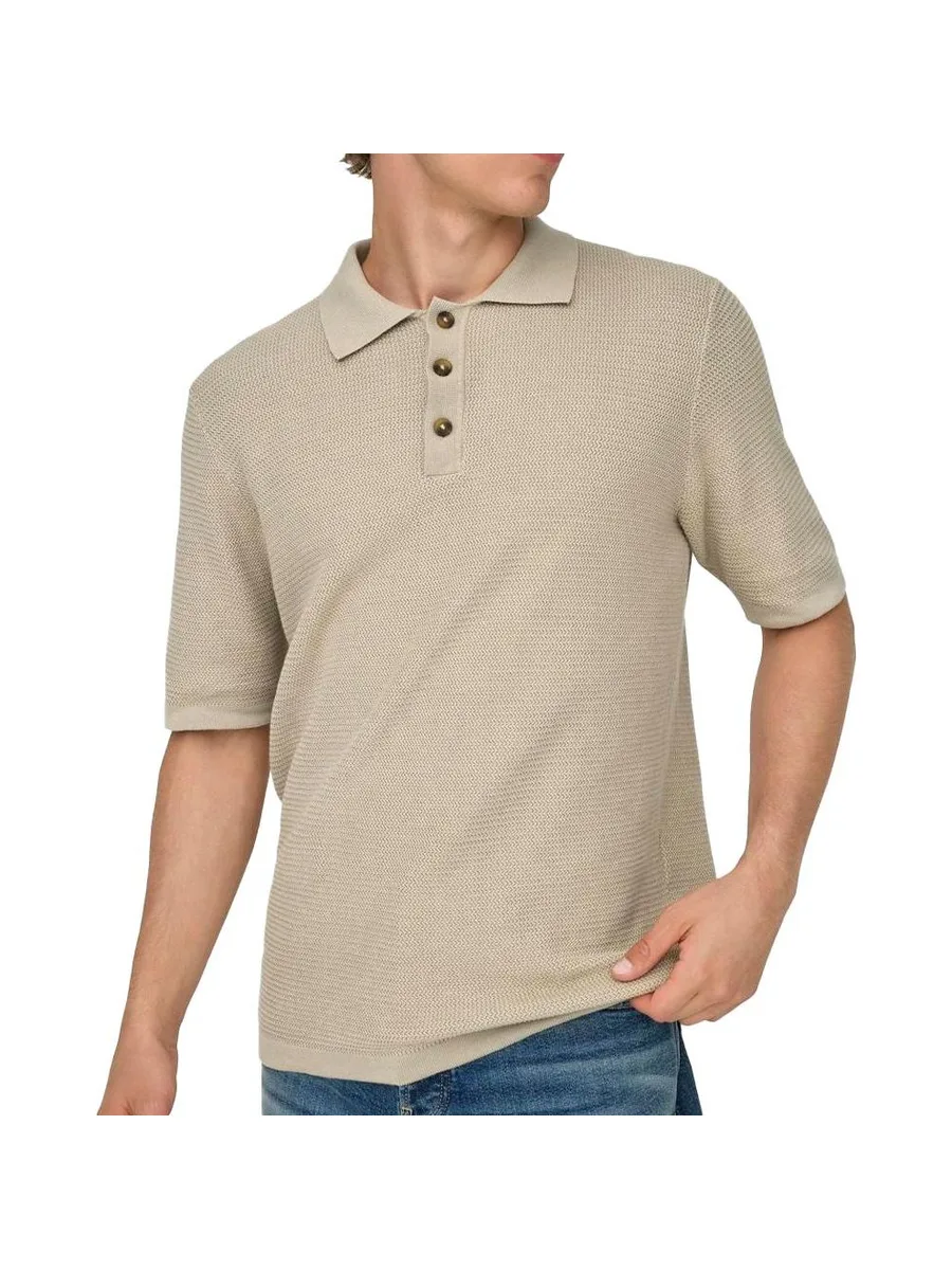 Polo Beige Homme Only & Sons Seric Reg 2