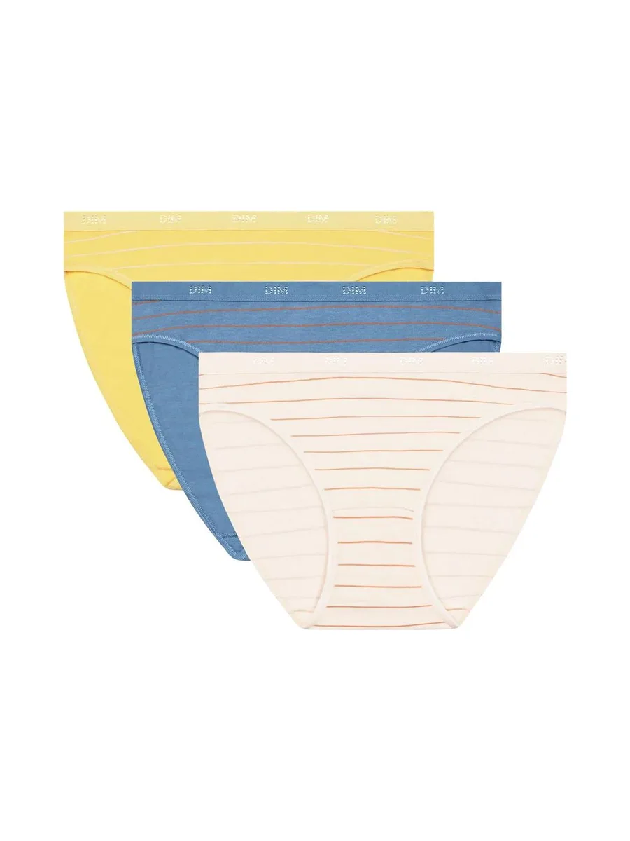 X3 Culottes Bleu/Jaune Femme Dim Les Pockets Coton 1