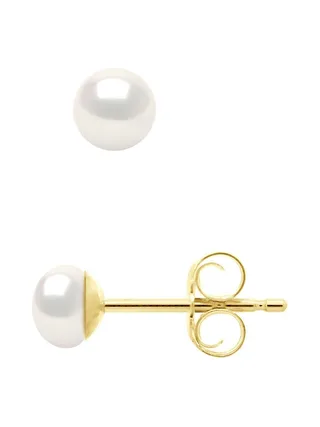 Boucles d'Oreilles Véritables Perles de Culture d'Eau Douce Boutons 4-5 mm — Vermeil 1
