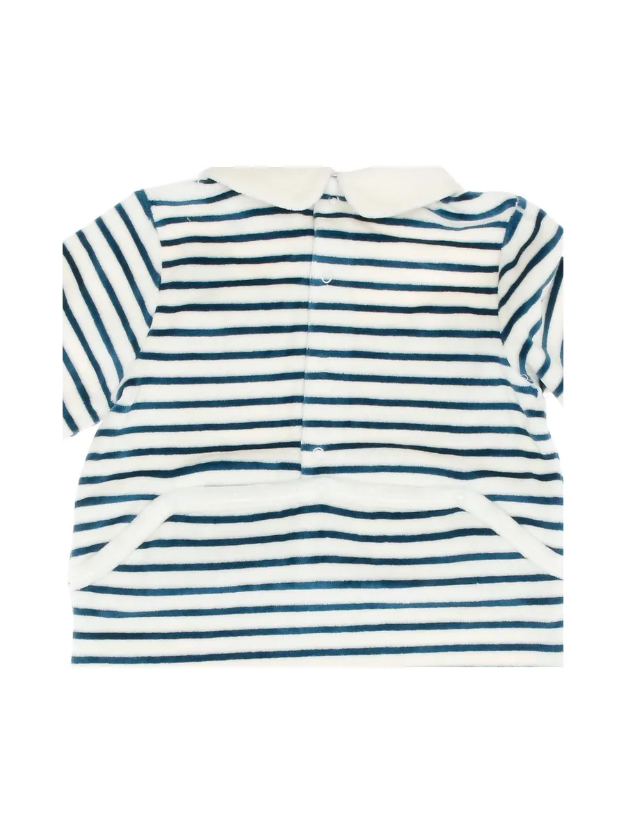 Pyjamas Rayures Blanc/Bleu Garçon Elle est ou la mer Jama 3