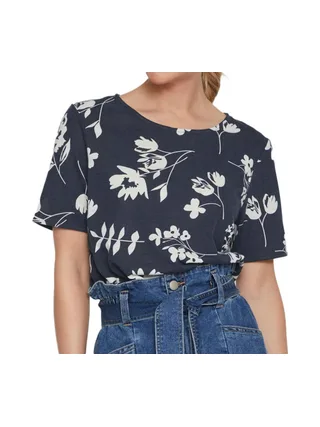 T-shirt Marine à fleurs Femme Vila Mooney 1