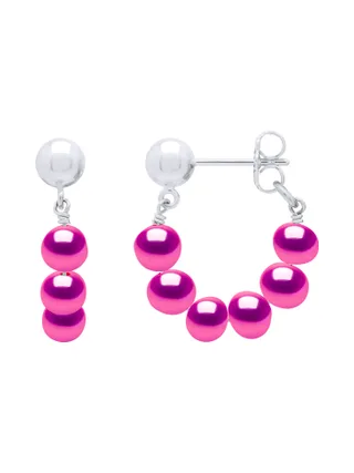 Boucles d'Oreilles Pendantes Véritables Perles d'Eau Douce Semi-6-7 mm — Argent 925 Millièmes Rhodié 1