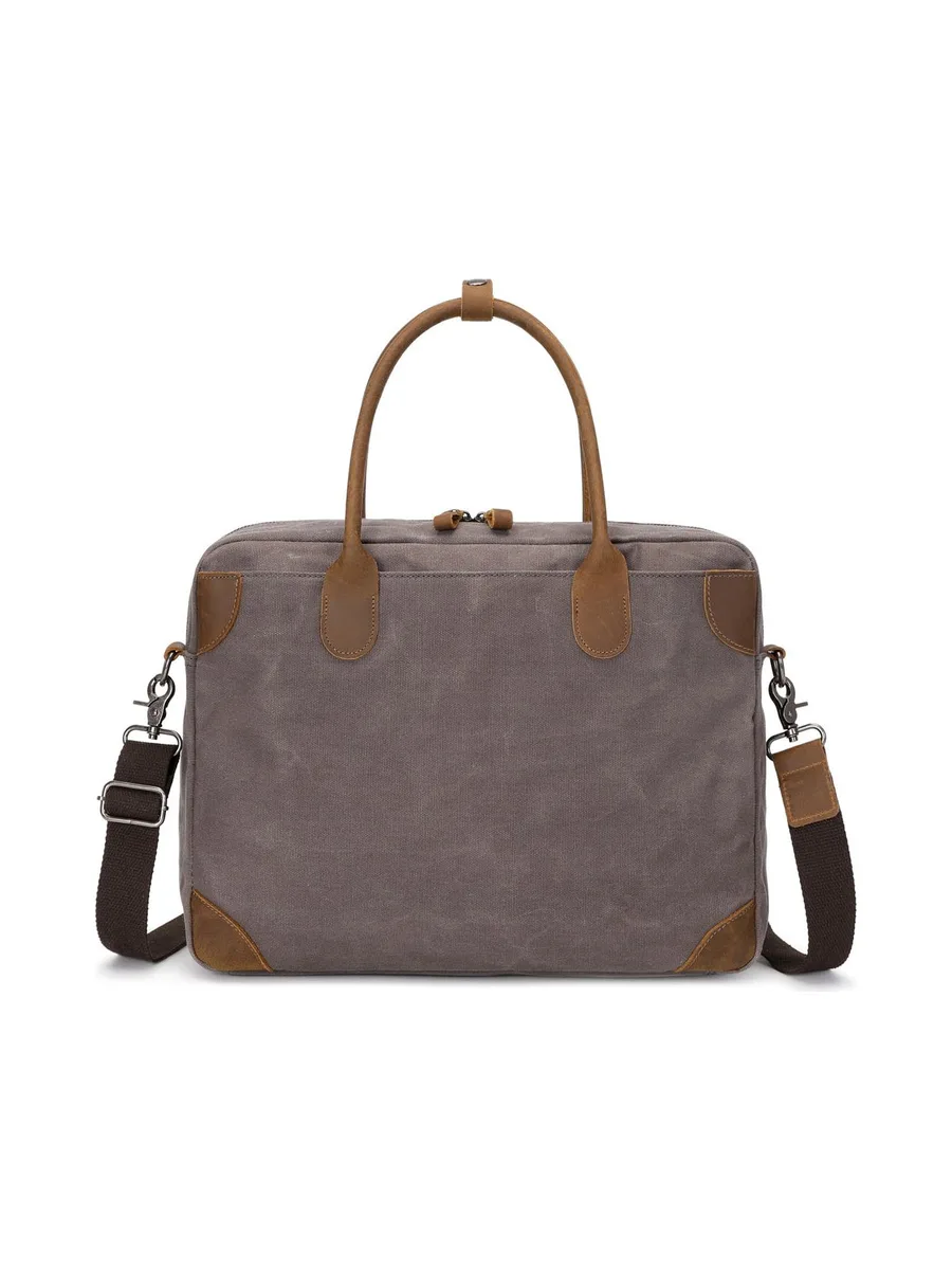 YANN - Sacoche en cuir véritable et toile enduite - Bleu 49
