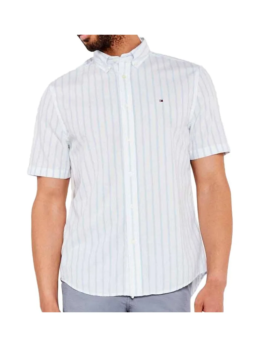 Chemise Blanche/Bleu Homme Tommy Hilfiger Flex 2
