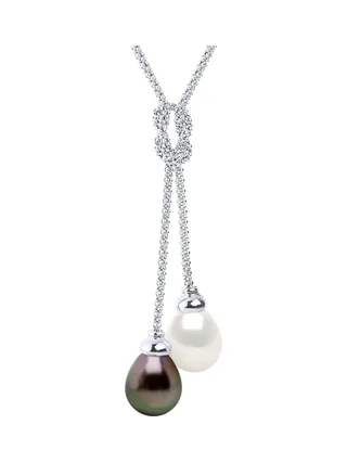 Collier Véritables Perles de Tahiti Poires 11-12 mm — Or Blanc 750 Millièmes — 50 cm 1