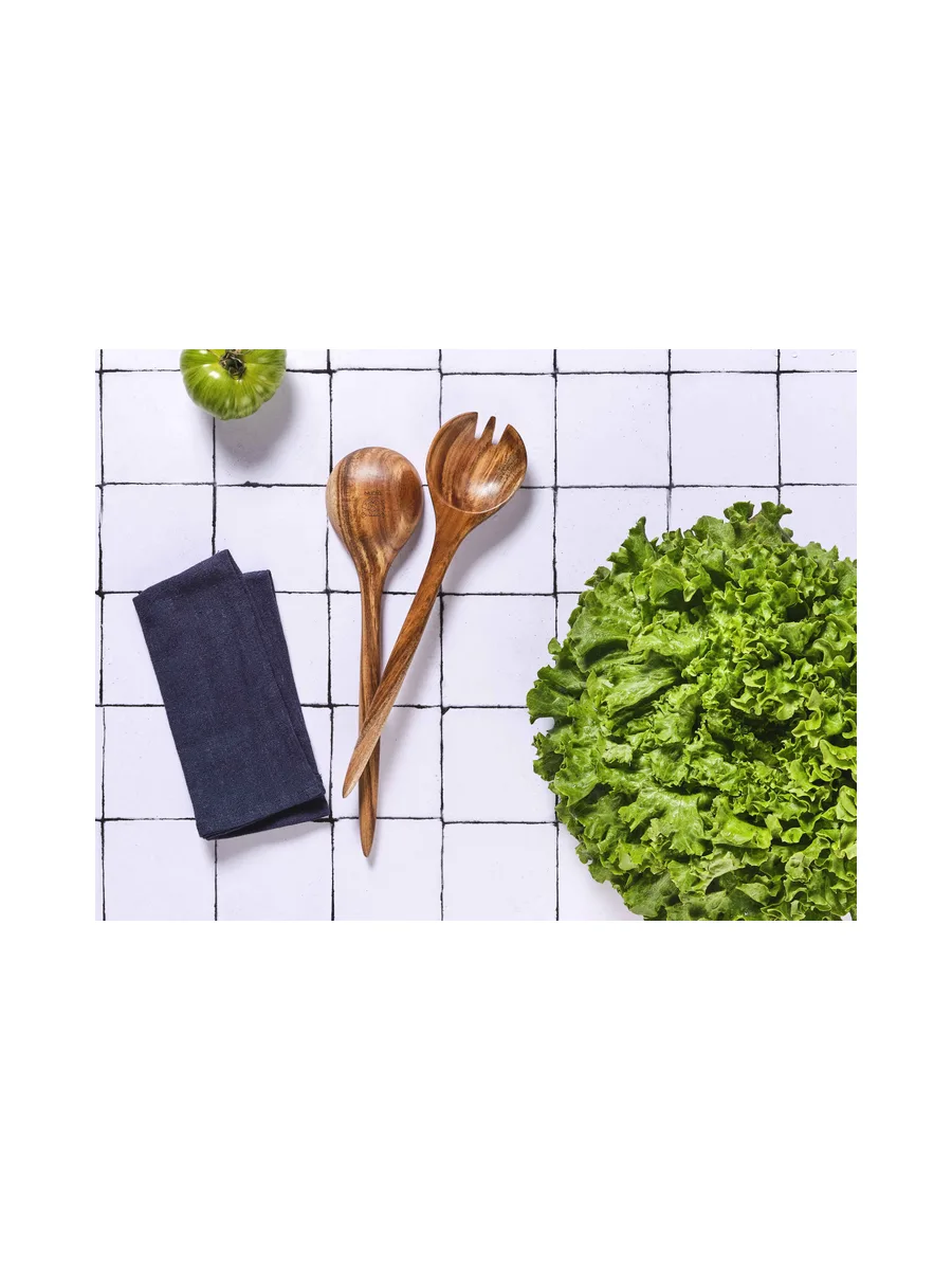 Couverts à salade en bois d'acacia ROLF 2
