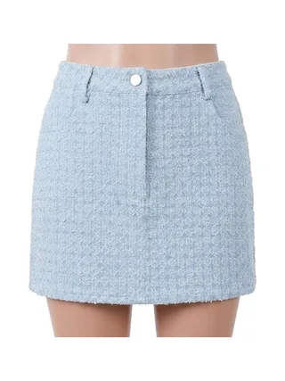 Jupe Courte Bleu Femme Pieces Denim Skirt 1