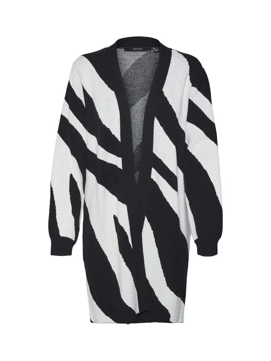 Gilet Long Blanc/Noir Imprimé Femme Vero Moda Nancy Open 3