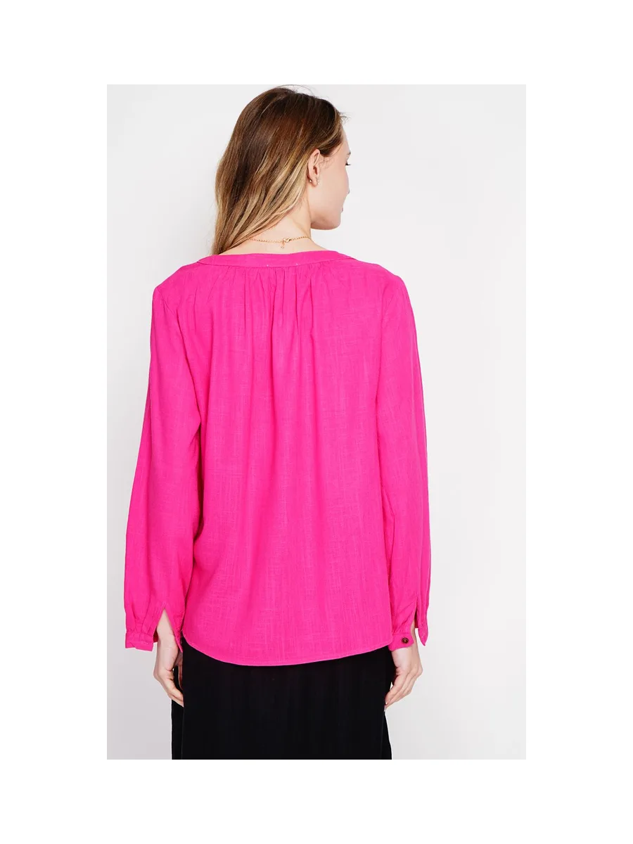 Blouse col tunisien boutonné devant à manche longues 8