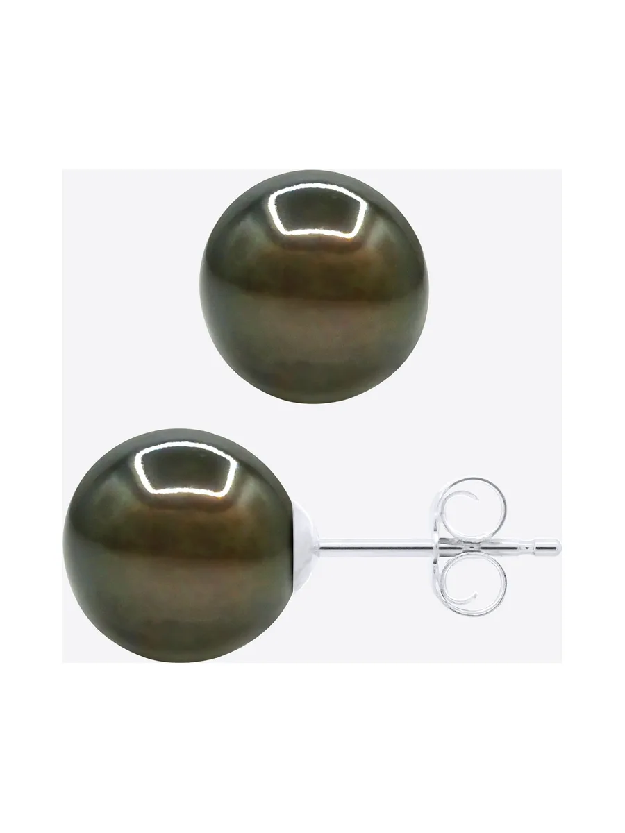 Boucles d'Oreilles Véritables Perles de Tahiti Ovales 8-9 mm — Argent 925 Millièmes 5