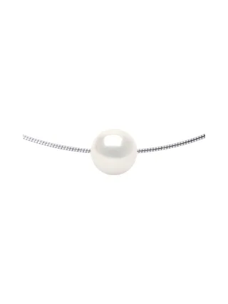 Collier Véritable Perle d'Eau Douce Traversante Ronde 9-10 mm — Argent 925 Millièmes Rhodié — 42 cm 1