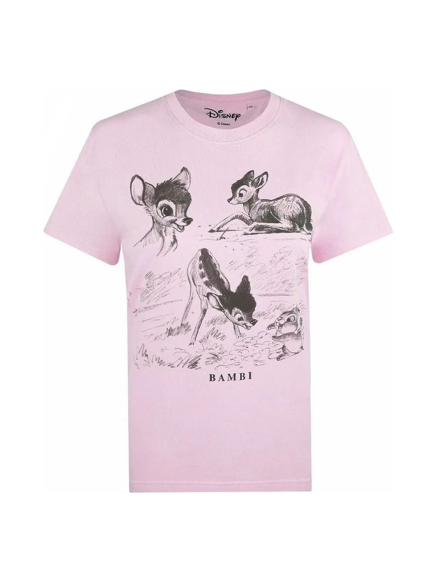 T-Shirt Rose Femme Disney Bambi & Thumper Nature 3