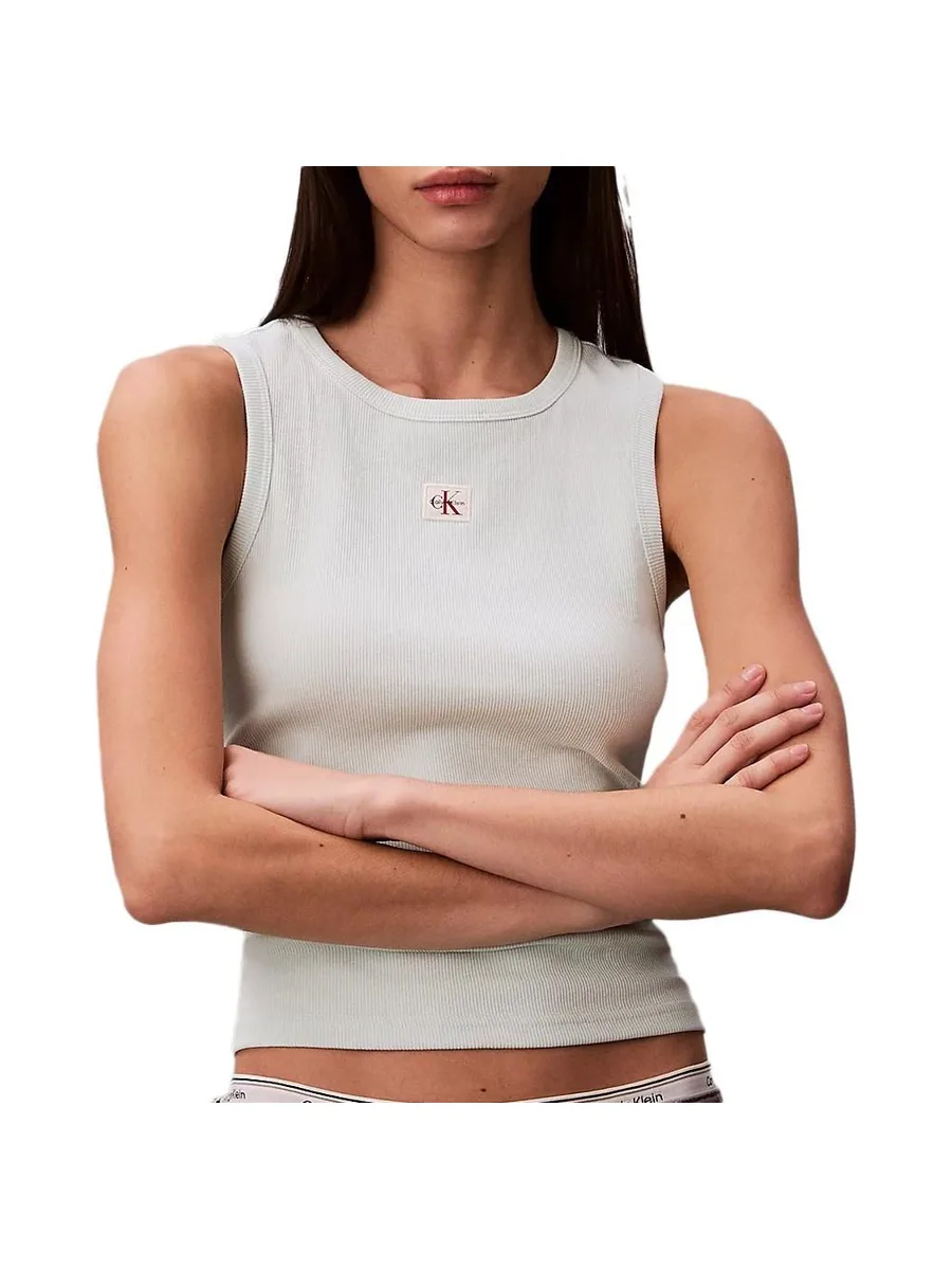 Débardeur Vert Pale Femme Calvin Klein Jeans A Woven Label 1