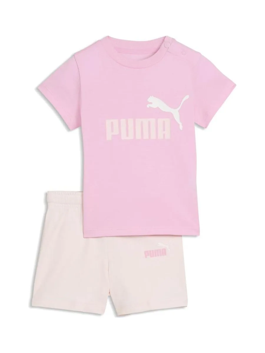 Ensemble Rose/Beige Fille Puma Minicats Ess Tee And 2