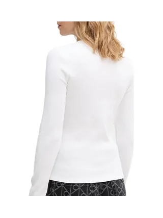 T-Shirt Manches Longues Blanc Femme Calvin Klein Jeans Label 2