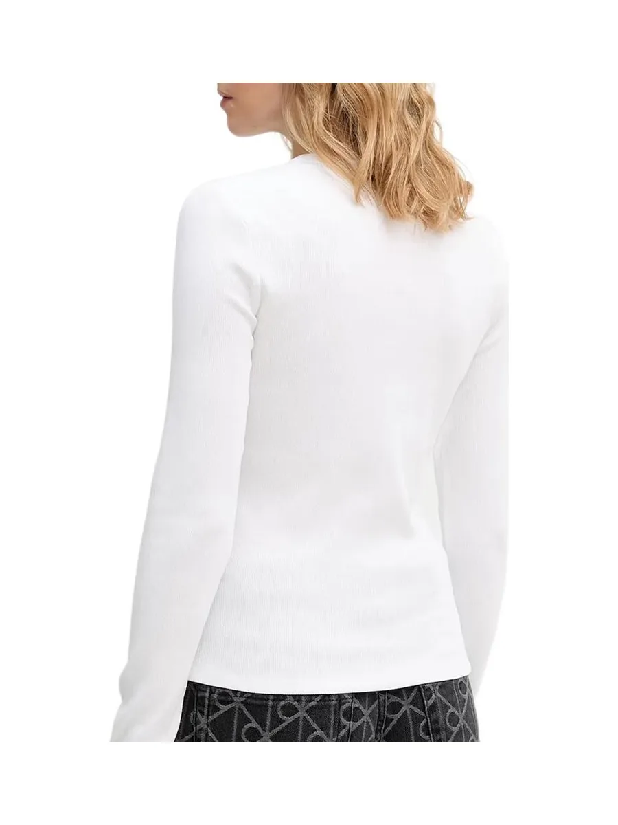 T-Shirt Manches Longues Blanc Femme Calvin Klein Jeans Label 3