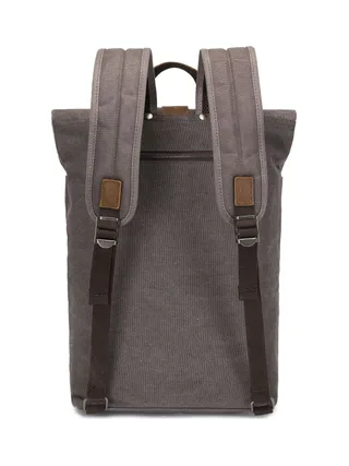 STAN - Sac à dos en cuir véritable et toile enduite - Bleu 20