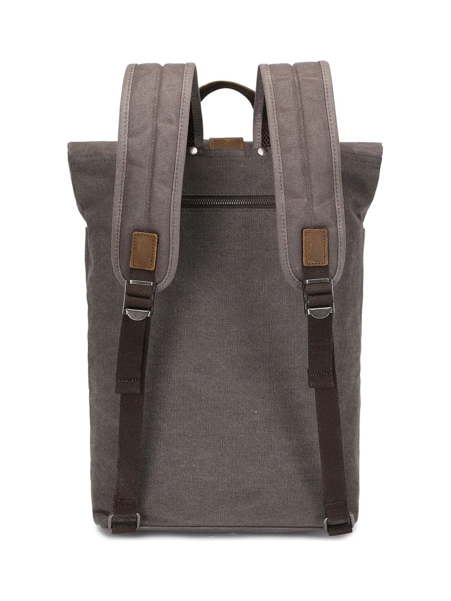 STAN - Sac à dos en cuir véritable et toile enduite - Bleu 52