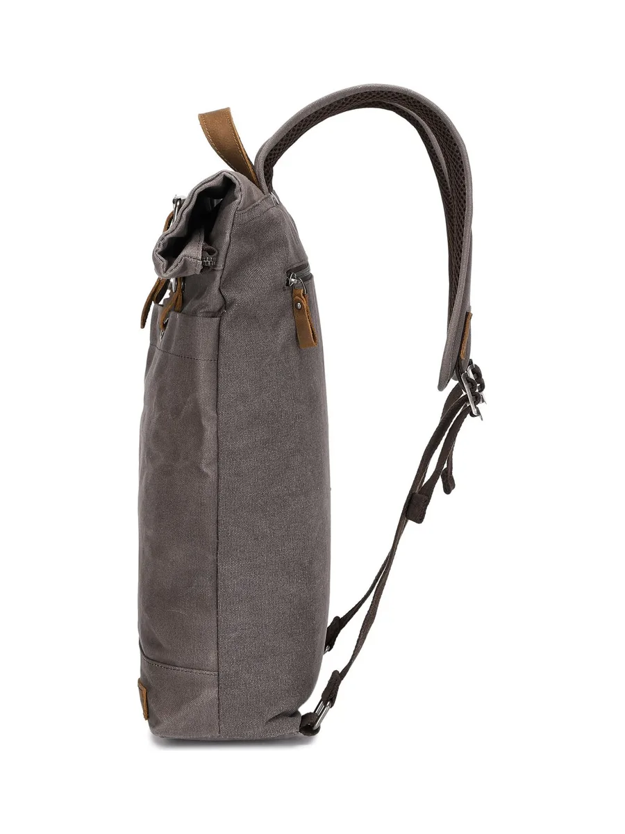 STAN - Sac à dos en cuir véritable et toile enduite - Bleu 51