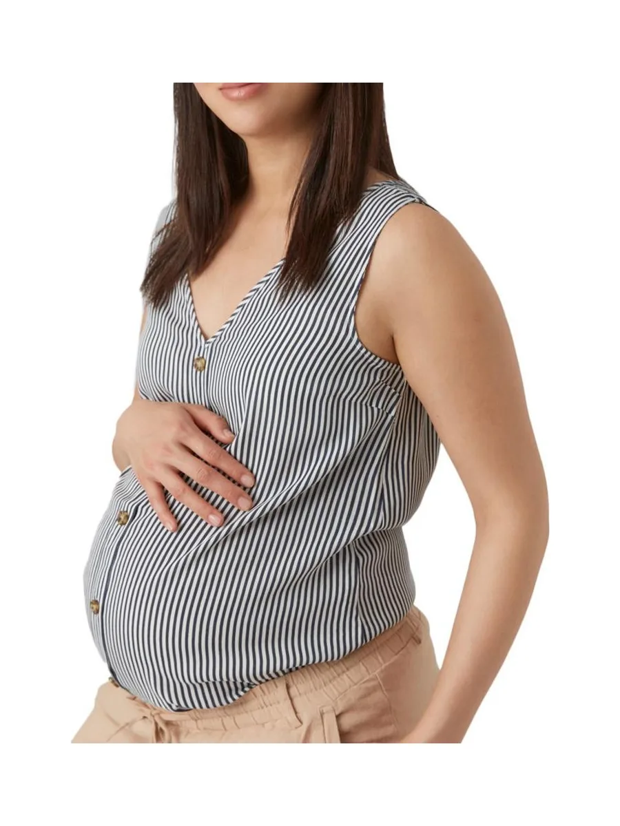 Blouse de Grossesse Noir/Blanc Femme Vero Moda Marternity Bumpy 2