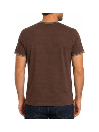 T-Shirt Marron Homme RMS26 Rayures 2