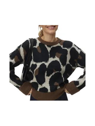 Pull Noir/Marron Femme Vero Moda Leonie 1