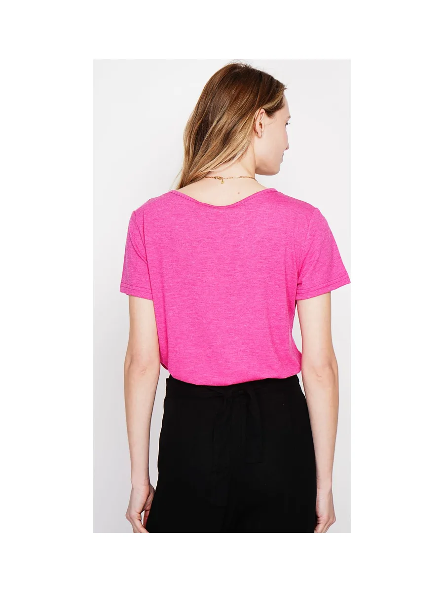 T-shirt col rond manches court dentelle 16