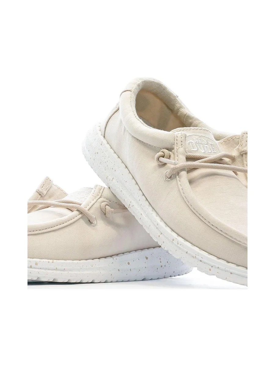 Chaussures Beige Fille Hey Dude Wally Youth Slub Canvas 8