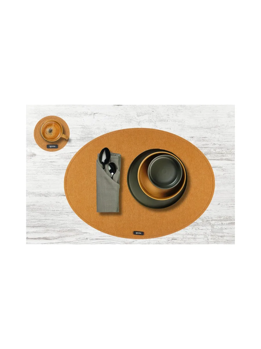 Sous-verre rond - 6 pièces - Feutre recyclé beige 17