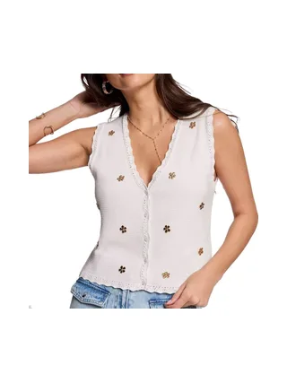 Gilet Sans Manches Blanc/Doré Femme Morgan MCLARI 1