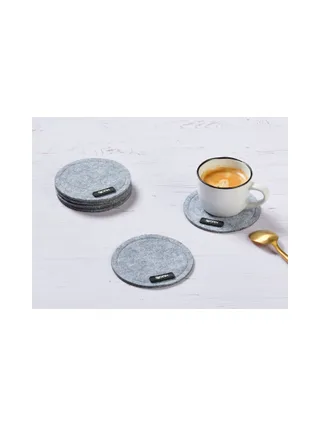 Sous-verre rond - 6 pièces - Feutre recyclé beige 8