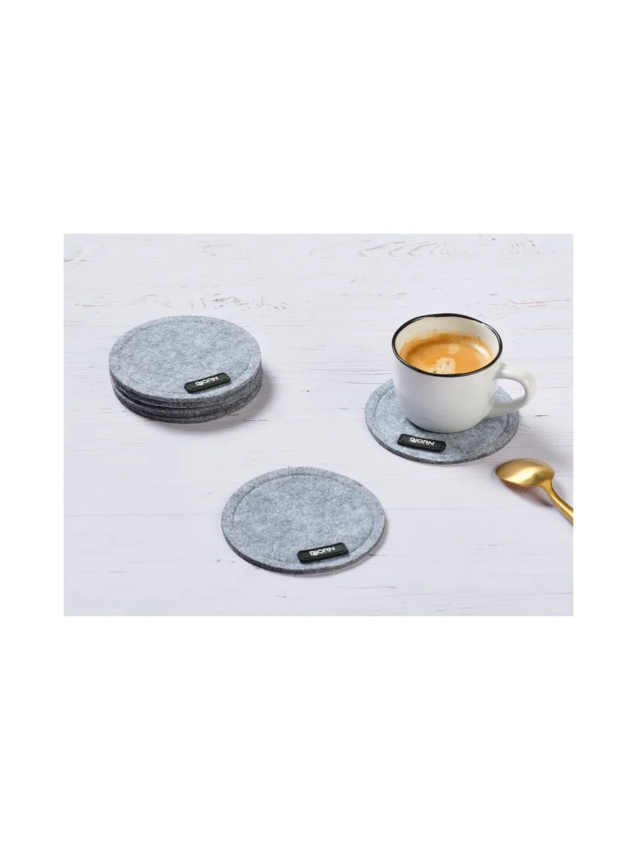 Sous-verre rond - 6 pièces - Feutre recyclé beige 8