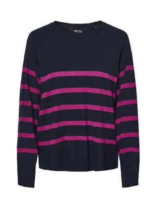 Pull Marine/Rose Femme Pieces Sia 1