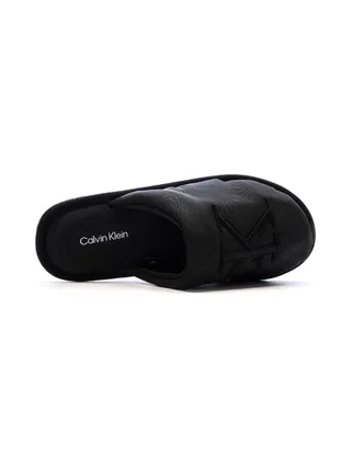 Chaussons Noir Femme Calvin Klein Jeans Slipper Satin Moire 4