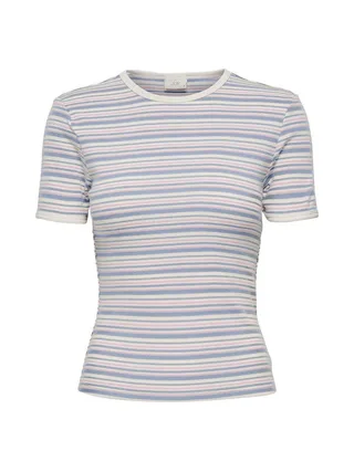 T-Shirt Blanc/Bleu Femme JDY Lada 1