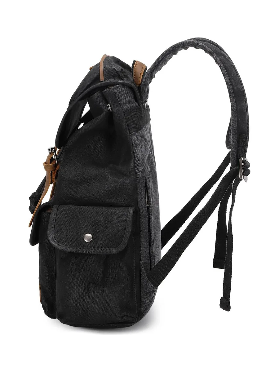 BILL - Sac à dos en cuir véritable et toile enduite - Bleu 61