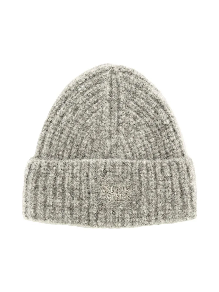 Bonnet Gris Clair Femme Superdry Rib Knit Beanie 1