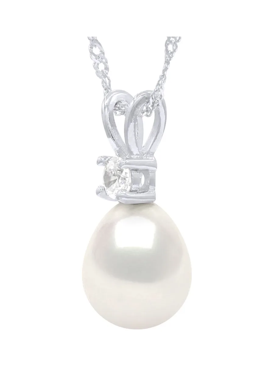 Collier Maille Singapour Véritables Perles d'Eau Douce Poires 9 mm — Argent 925 Millièmes — 42 cm 1