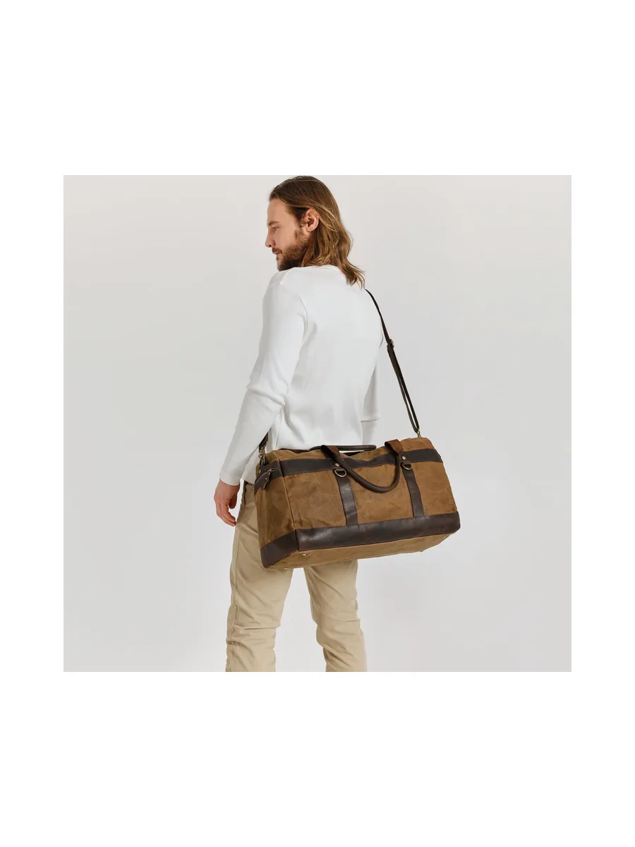 VLAD - Sac de voyage en cuir véritable et toile enduite - Bleu 49