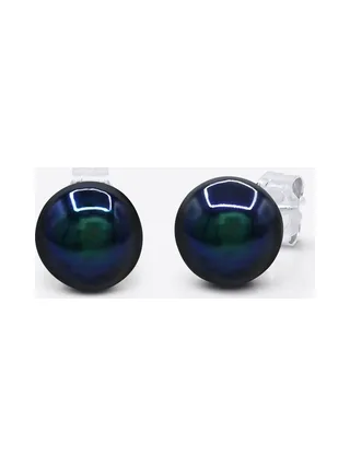Boucles d'Oreilles Véritables Perles d'Eau Douce Bouton 7-8 mm — Or Blanc 375 Millièmes 1