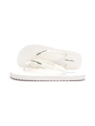 Tongs Blanches Femme Calvin Klein Jeans Flip Flop Tpu Metall 1