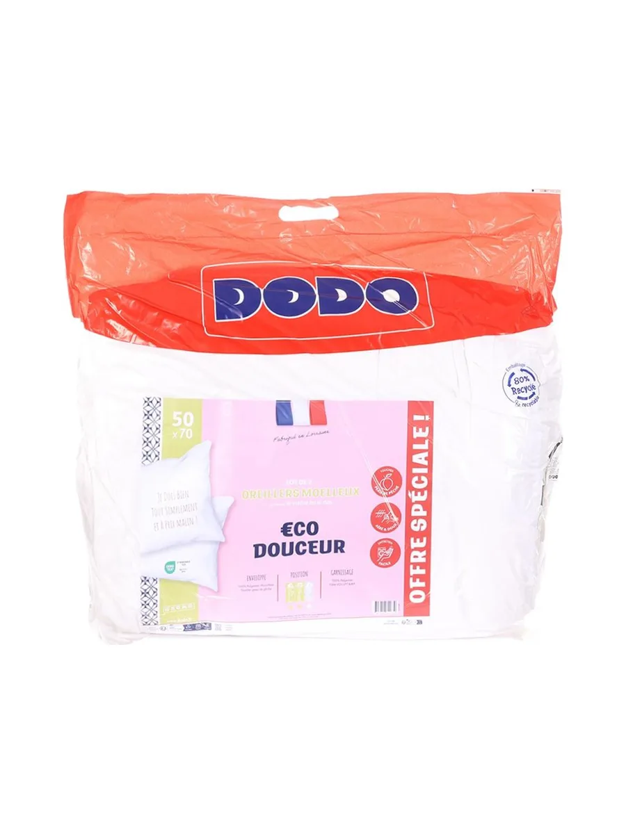 X2 Oreillers Blanc Dodo Moelleux 50x70 2